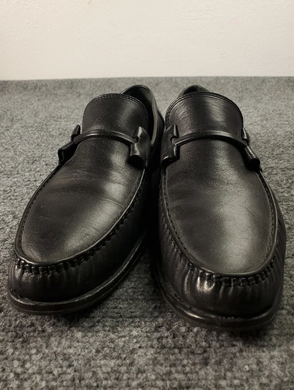 Bruno Magli Tabarro Penny Loafers Mens 9.5M Slip On Dress Shoes Black Leather